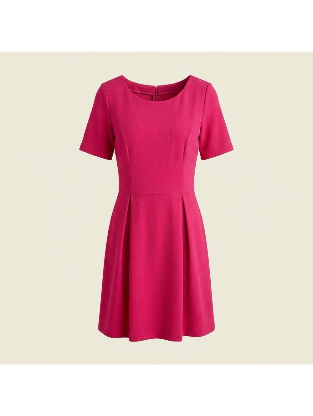Single Womens Fit&Flare Mini Dress Pleated Skirt S/S Pink Back Zip M Made in USA